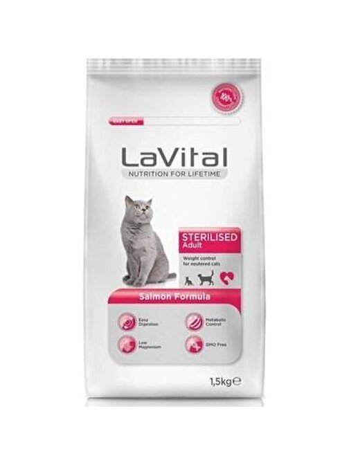 Lavital Sterilised Somon Balıklı Kısırlaştırılmış Kuru Kedi Maması 1.5 Kg