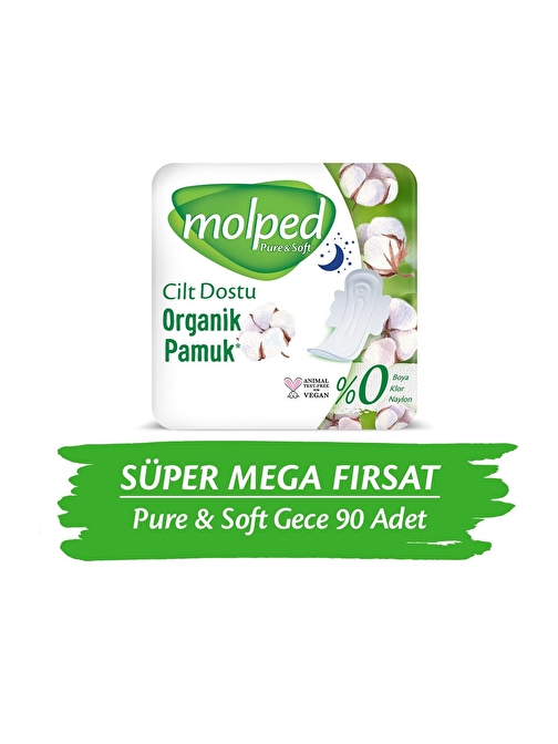 Pure&soft Hijyenik Ped Gece Süper Mega Paket 90 Adet