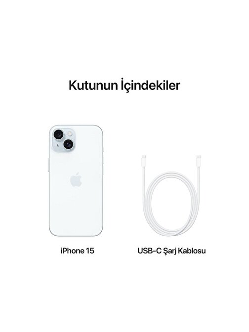 Apple iPhone 15 512 GB Hafıza 6 GB Ram 6.1 inç 48 MP Çift Hatlı iOS Akıllı Cep Telefonu Mavi