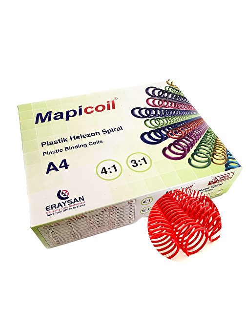 MAPİCOİL 3:1 PLASTİK HELEZON SPİRAL 25MM KIRMIZI 50 AD 36 LOP