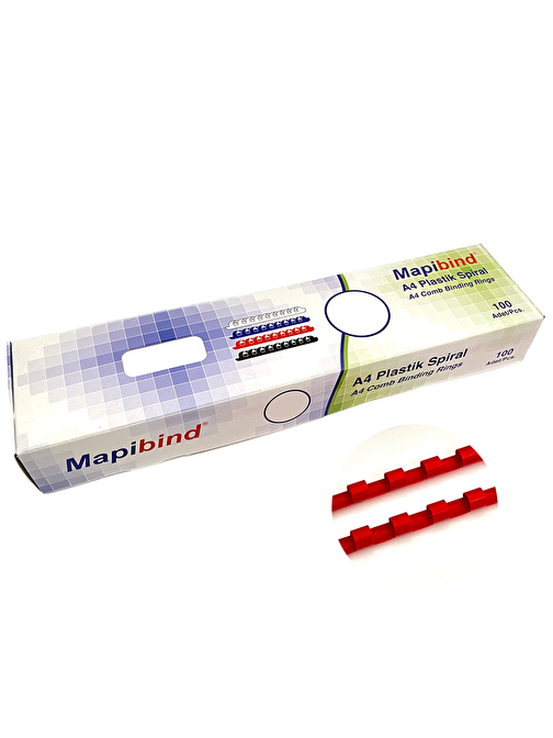 MAPİBİND 8MM PLASTİK SPİRAL KIRMIZI  100 AD.