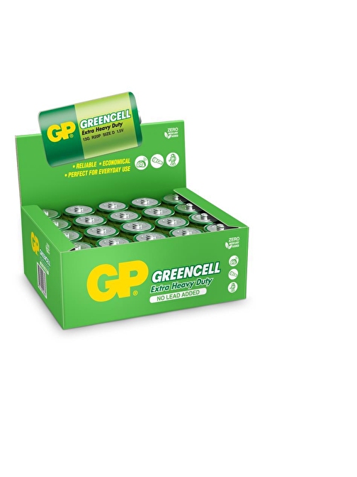 Gp Greencel R20 Kalın D Boy Çinko Pil 20'li Paket Gp13-2S2