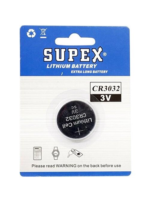 Supex Cr3032 3V Lityum Düğme Pil Tekli Paket