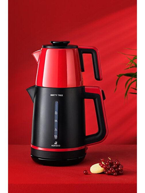 Karaca Tea XL 2in1 Çelik Demlikli 1700 W Kırmızı Çay Makinesi