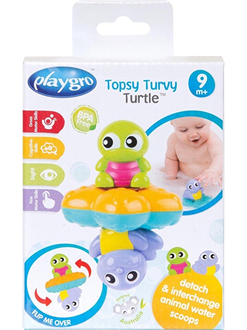 Playgro - Topsy Turvy Turtle - Ters Çevrilebilir Kaplumbağa Banyo Oyuncağı