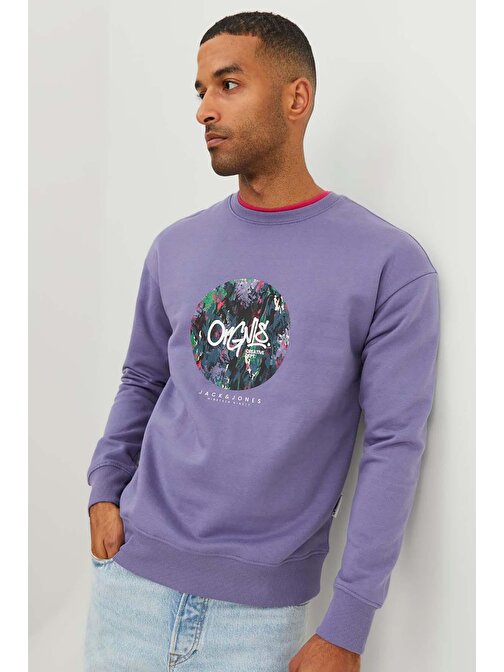 Jack & Jones Erkek Jorsılverlake Bisiklet Yaka Sweatshirt 12242366 Mor