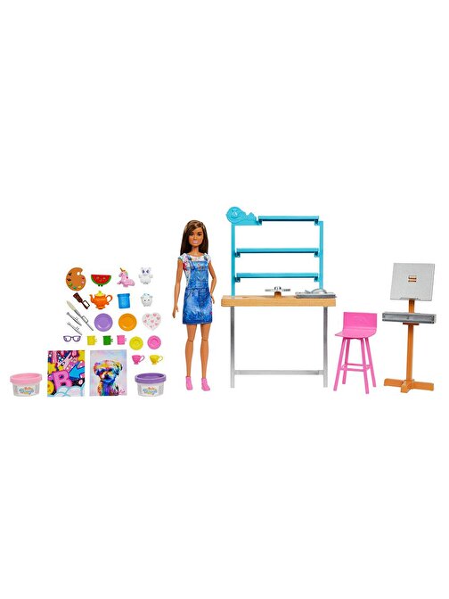 Barbie HCM85 Barbienin Sanat Atölyesi Oyuncak Bebek Ve Oyun Seti