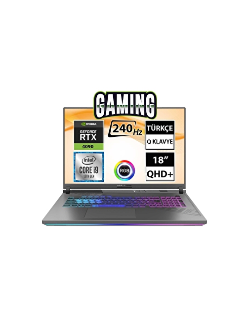 Asus ROG Strix SCAR 18 G834JY-N6041A1 NVIDIA GeForce RTX 4090 Intel Core i9-13980HX 64 GB RAM 512 GB SSD 18 QHD Freedos Dizüstü Bilgisayar