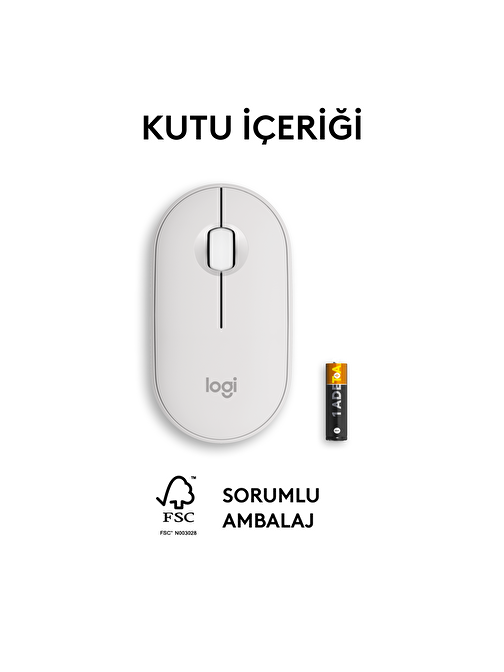 Logitech Pebble M350 910-007013 Kablosuz 3D Beyaz Optik Mouse