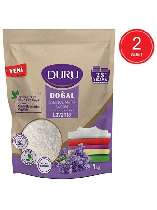 Duru Parabensiz Toz Çocuk & Yenidoğan Bebek Granül Matik Sabun Lavanta 1 kg x 2 Adet