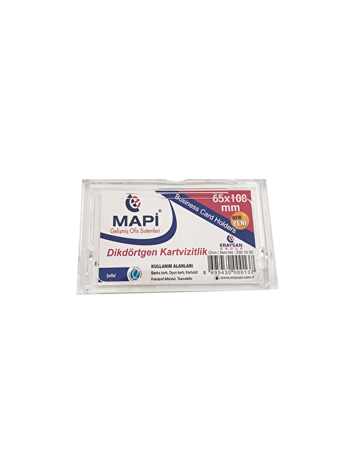 MAPİ AKRİLİK KARTVİZİTLİK DİKDÖRTGEN ŞEFFAF 65X108