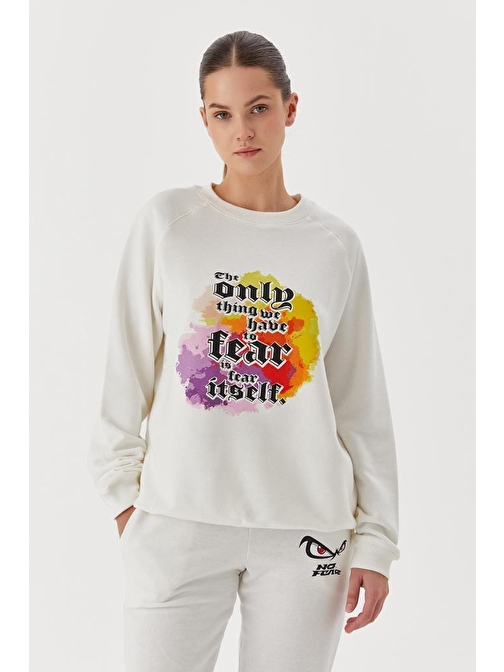 No Fear Kadın Sweatshirt Beyaz 72485 Beyaz Xl