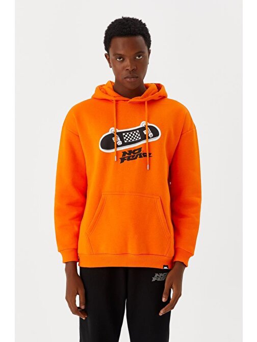 No Fear Erkek Sweatshirt Kapüşonlu Turuncu M500246 Turuncu L