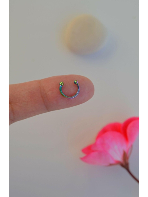 8 mm Hologram Renk Mini Nokta Toplu Çelik Piercing Tragus Helix Kıkırdak Lob Daith Forward Helix