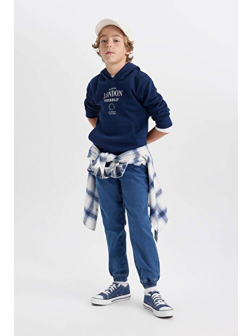 Erkek Çocuk Jogger Esnek Bantlı Paça Jean Polar Astarlı Pantolon Y3920A623WN