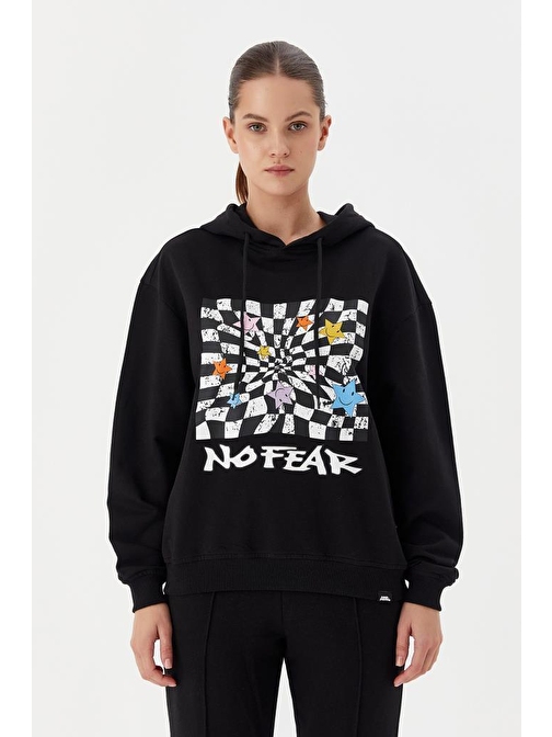 No Fear Kadın Sweatshirt Kapüşonlu Siyah 72468 Siyah M