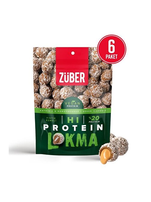 Züber Vegan Hi Protein Lokma Fıstık Ezmeli, 84G X 6 Paket