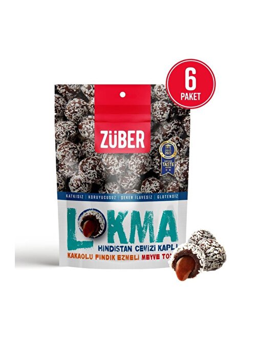 Züber Lokma Hindistan Cevizi Kaplı Kakaolu Fındık Ezmeli Meyve Topu 96G X 6 Paket