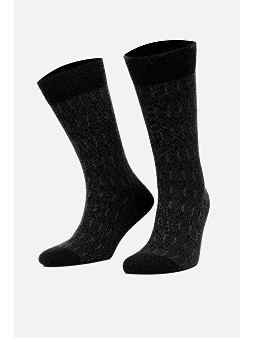 Aytuğ Erkek Lambswool (Koyun Yünü) Tekli Siyah Soket Çorap - A-25096-S