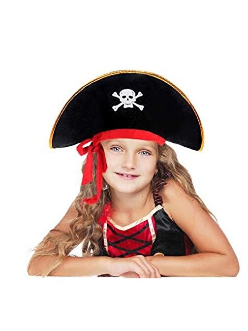 Kaptan Jack Kadife Çocuk Boy Korsan Şapkası 3877