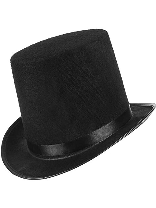 Yetişkinler İçin Siyah Renk Ringmaster Sihirbaz Şapkası Fötr Şapka 3877