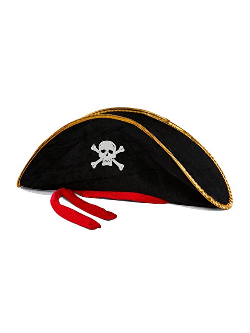 Yetişkin Boy Kadife Jack Sparrow Denizci Korsan Şapkası 50 x 20 cm 3877