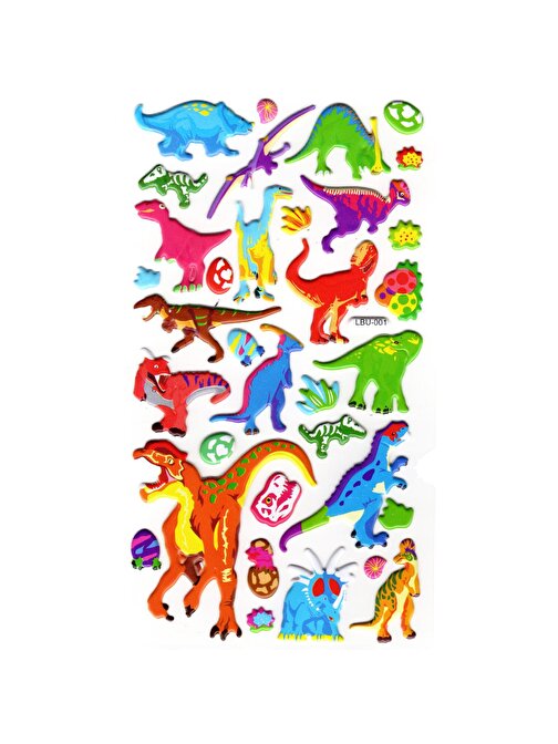 Sticker Kabartmalı Stiker Defter, Planlayıcı Etiket (lbu-001) - 17X9 cm - Dinozor