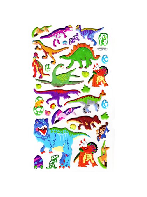 Sticker Kabartmalı Stiker Defter, Planlayıcı Etiket (lbu-002) - 17X9 cm - Dinozor