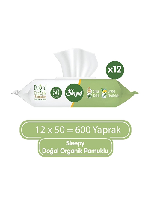 Sleepy Doğal Pamuklu Temizlik Havlusu 50 x 12 Adet 600 Yaprak