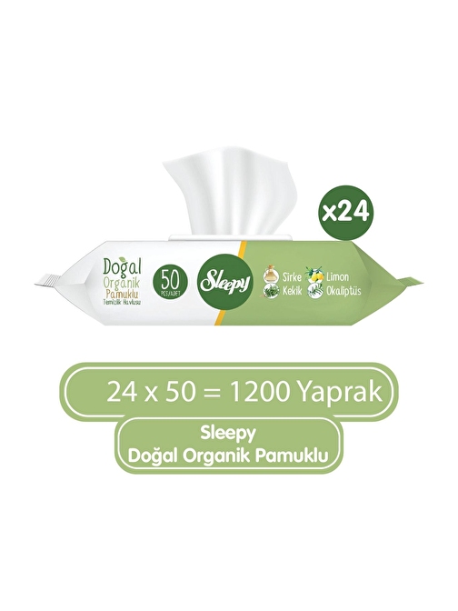 Sleepy Doğal Pamuklu Temizlik Havlusu 50 Li X 24 Adet (1200 Yaprak)