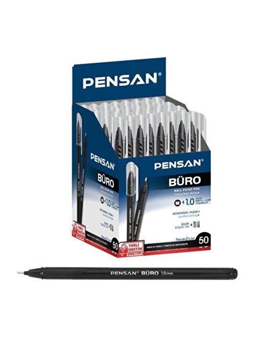 Pensan Büro Tükenmez Kalem Siyah 1 mm 50'li Paket