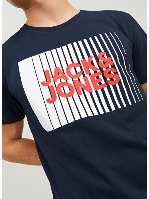 Jack & Jones Yuvarlak Yaka Lacivert Erkek T-Shirt 12233999_JJECORP LOGO TEE PLAY SS O