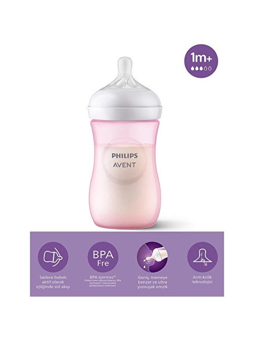 Philips Avent Natural Response Pp 1+ Ay Pembe Biberon 260 ml