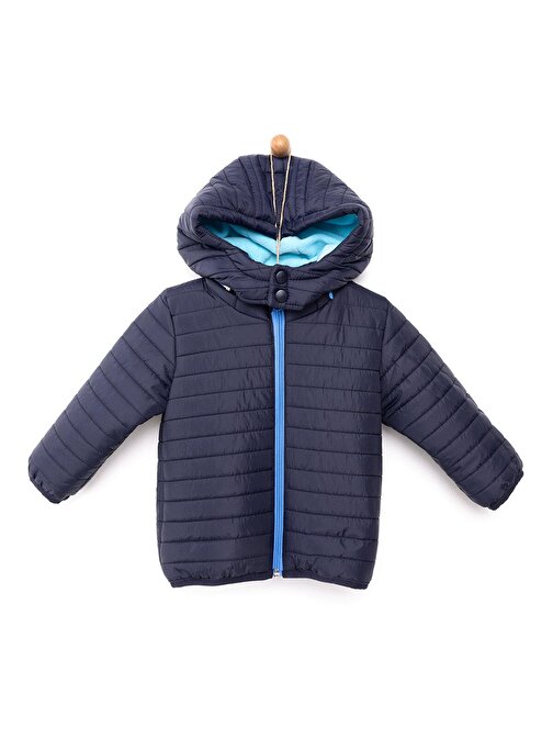 Hellobaby Polyester Kışlık Basic Kapüşonlu Fermuarlı Erkek Bebek Mont 1 Yaş Lacivert