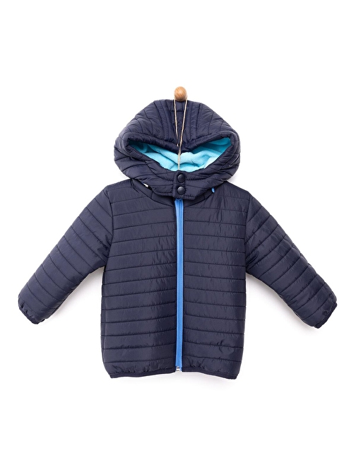 Hellobaby Polyester Kışlık Basic Kapüşonlu Fermuarlı Erkek Bebek Mont 3-4 Yaş Lacivert