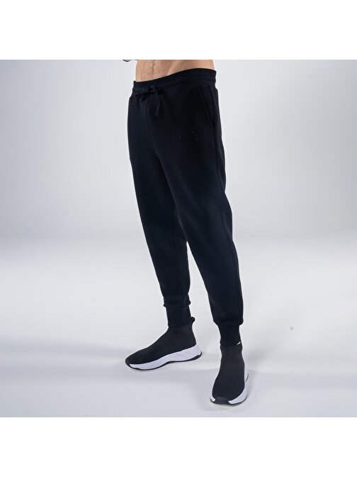 Agar Erkek Siyah Cepli Lastikli Jogger Pantalon Eşofman Altı | XL