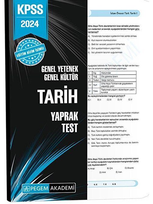 2024 Kpss Genel Yetenek Genel Kültür Tarih Yaprak Test Pegem Yayınları