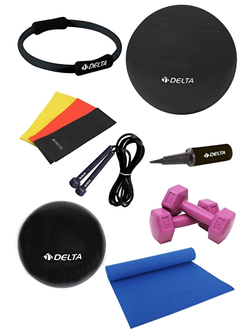 Delta 4 MM Minderli PSS Siyah Full Pilates Seti ( 75 cm - 20 cm )