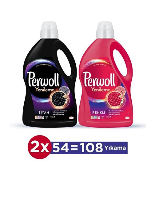 Perwoll Hassas Bakım Sıvı Çamaşır Deterjanı 2'li Set ( 2x2,97L Siyah+Renkli Yenileme)