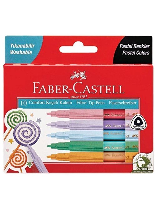Faber-Castell Comfort Keçeli Kalem Pastel Renkler 10'lu