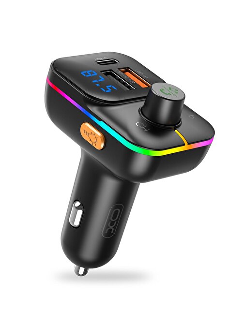 XO-BCC09 RGB Multi-Functional USB+USB+C+SD Kart Çakmaklık Girişli Transmitter Bluetooth MP3 Çalar