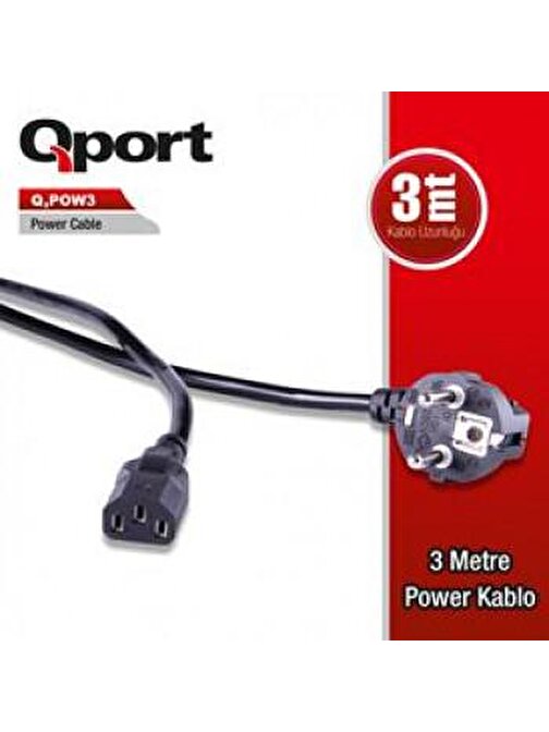 QPORT Q-POW3 3 METRE PC POWER KABLOSU