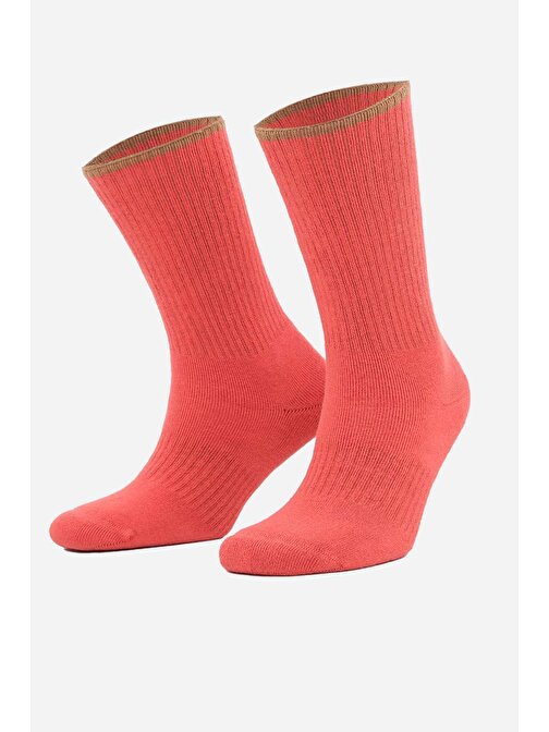 Aytuğ Kadın Pamuklu Kışlık Tekli Koyu Kırmızı Havlu Soket Çorap - A-44084-KK