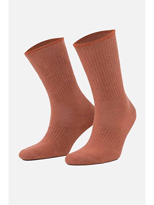 Aytuğ Kadın Pamuklu Kışlık Tekli Kahverengi Havlu Soket Çorap - A-44084-K