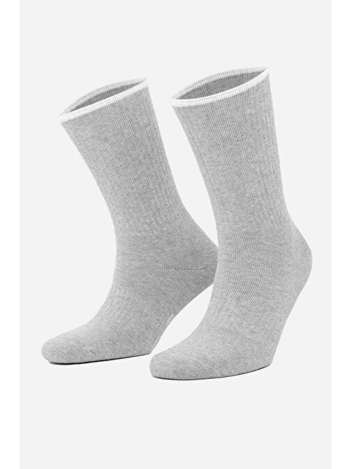 Aytuğ Kadın Pamuklu Kışlık Tekli Gri Havlu Soket Çorap - A-44084-G
