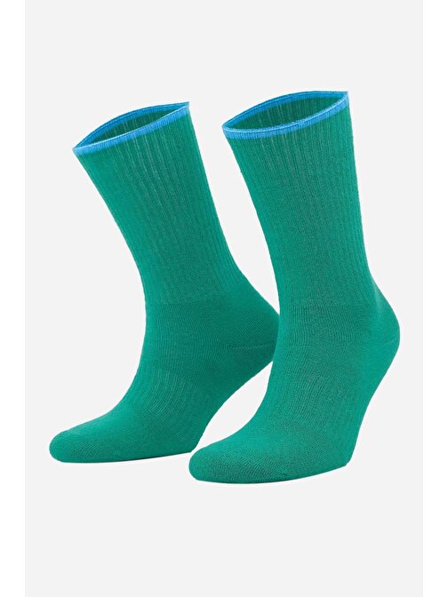 Aytuğ Kadın Pamuklu Kışlık Tekli Yeşil Havlu Soket Çorap - A-44084-Y