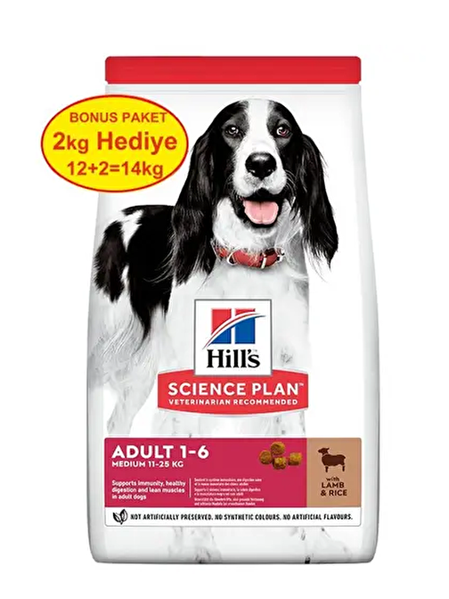 Hills Science Plan Kuzu Etli Orta Irk Yetişkin Köpek Maması 12+2 Kg