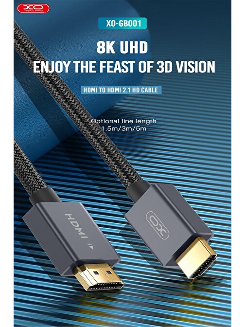 XO XO-GB001 8K 60 hz HDMI Kablo 1.5 mt