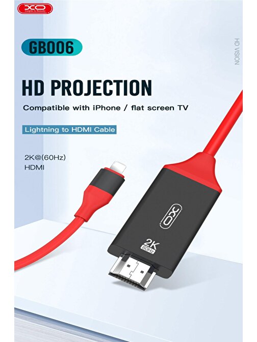 XO-GB006 1.5 Metre Lıghtnıng HDIM 2K Ultra HD Yüksek Çözünürlüklü TV Uydu Alıcısı Kablosu