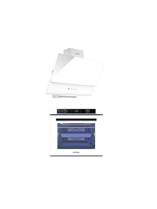 Luxell A68 - SGF3 - DA6 835 Platinum Dijital Göstergeli Gazlı Cam Fırın + Davlumbaz 2'li Ankastre Set